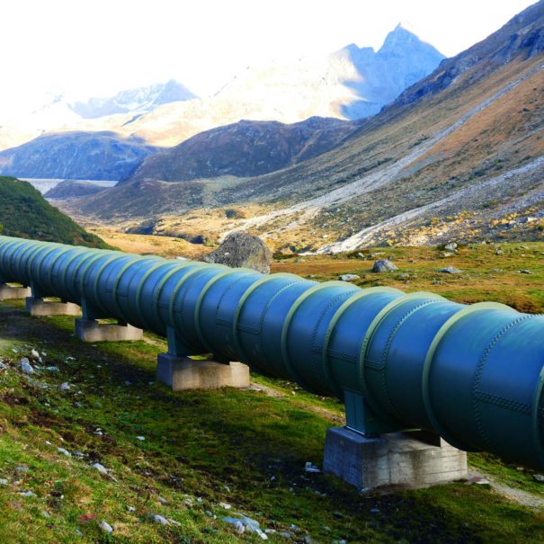 large pipeline in a mountain range