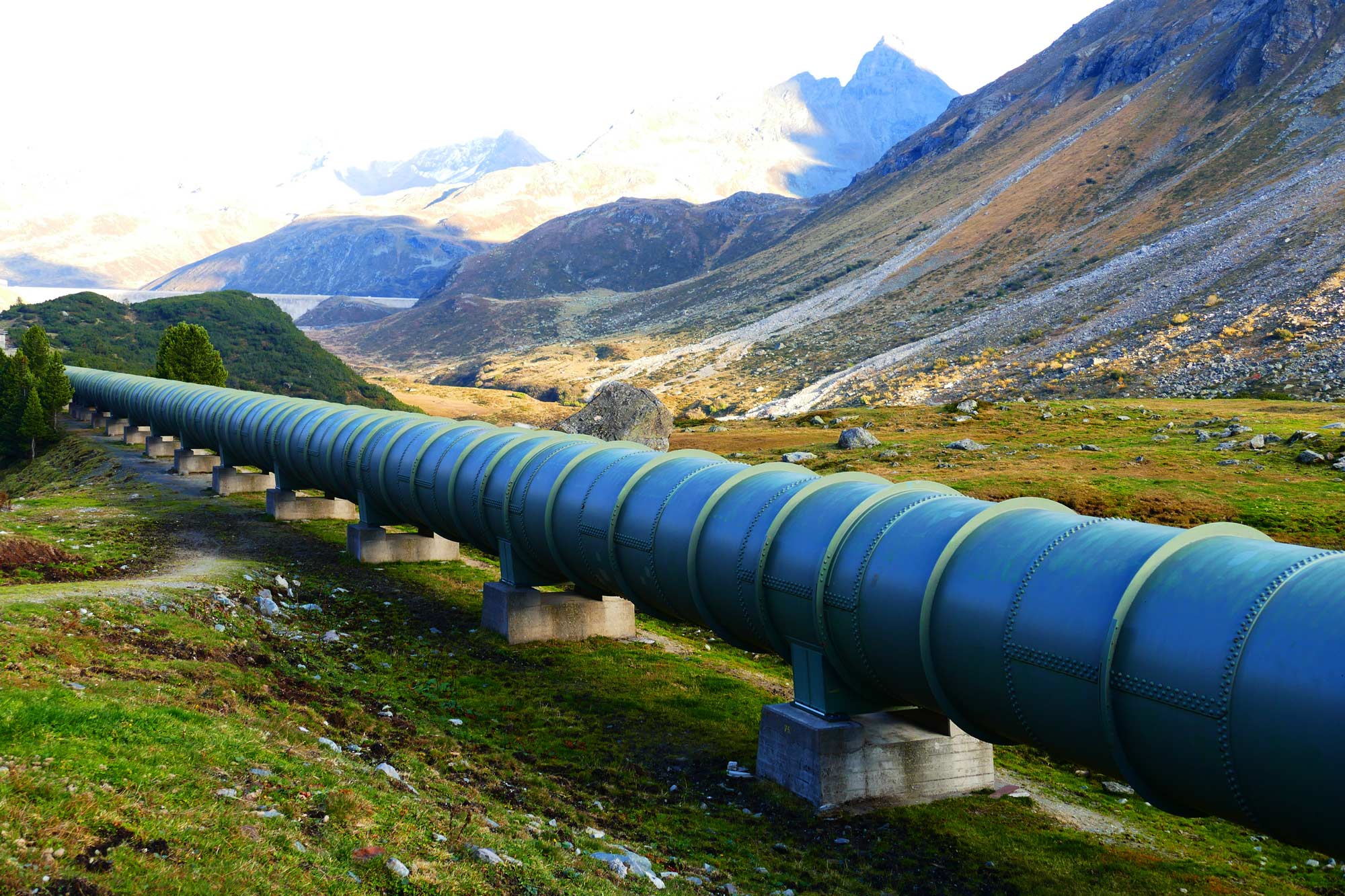 large pipeline in a mountain range